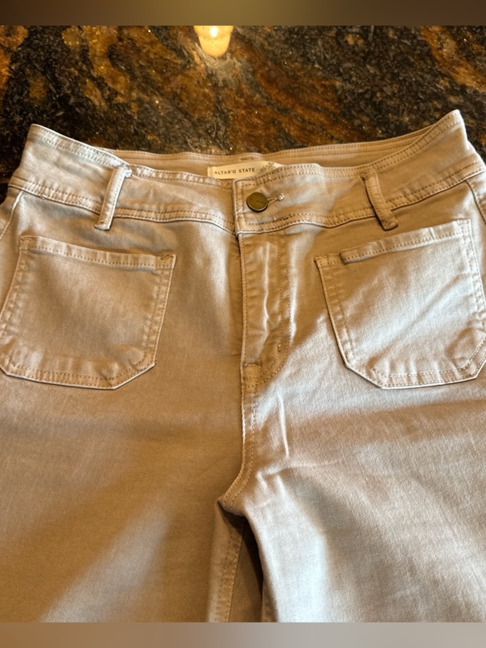 Altar'd State Women's Light Beige Wide Leg jeans
